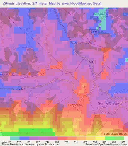 Zitomir,Croatia Elevation Map