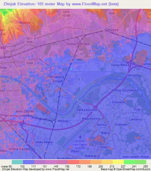 Zitnjak,Croatia Elevation Map