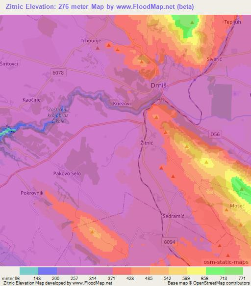 Zitnic,Croatia Elevation Map