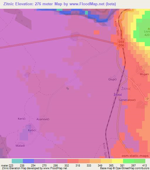 Zitnic,Croatia Elevation Map