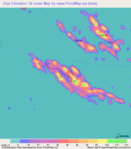 Zirje,Croatia Elevation Map