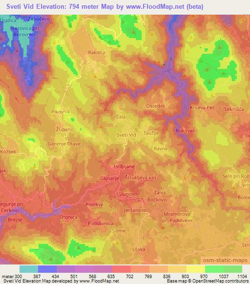 Sveti Vid,Slovenia Elevation Map