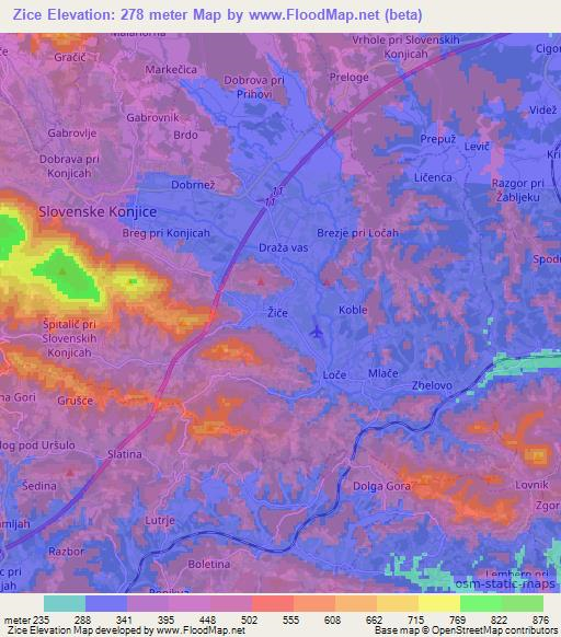 Zice,Slovenia Elevation Map