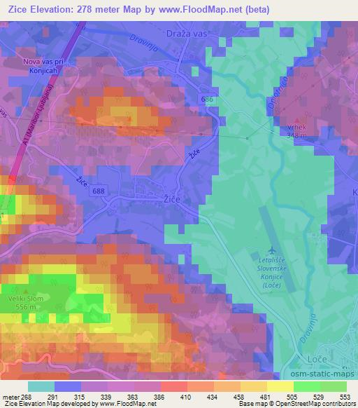 Zice,Slovenia Elevation Map