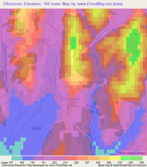 Zibrinovec,Croatia Elevation Map