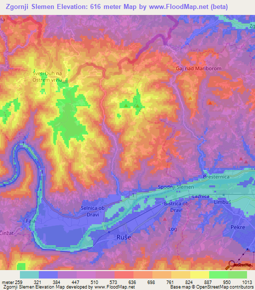 Zgornji Slemen,Slovenia Elevation Map