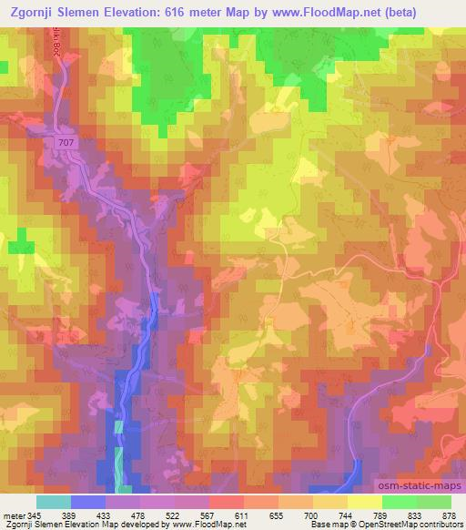 Zgornji Slemen,Slovenia Elevation Map