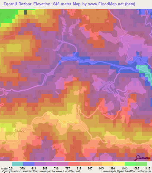 Zgornji Razbor,Slovenia Elevation Map