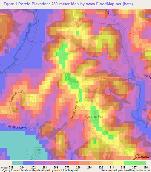 Zgornji Porcic,Slovenia Elevation Map