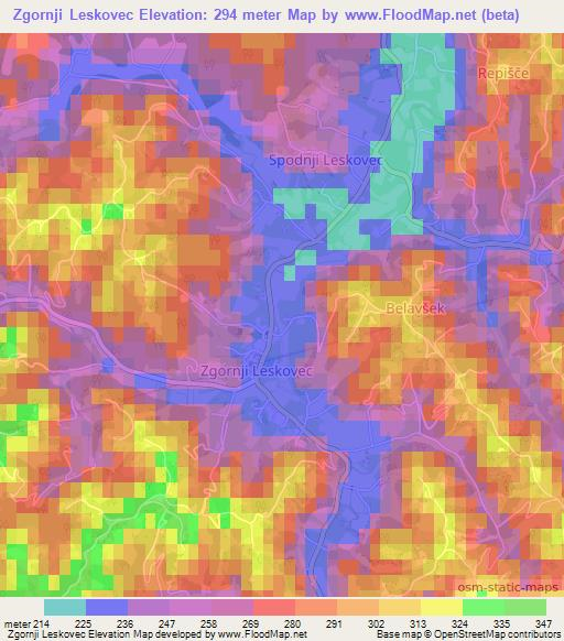 Zgornji Leskovec,Slovenia Elevation Map