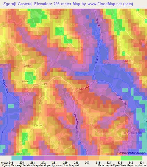 Zgornji Gasteraj,Slovenia Elevation Map