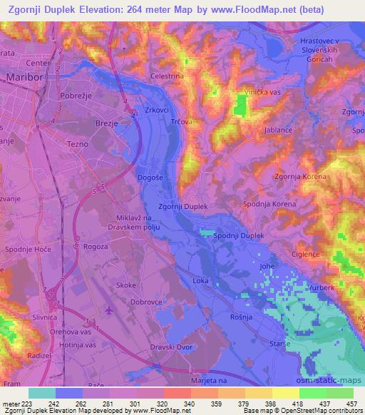 Zgornji Duplek,Slovenia Elevation Map