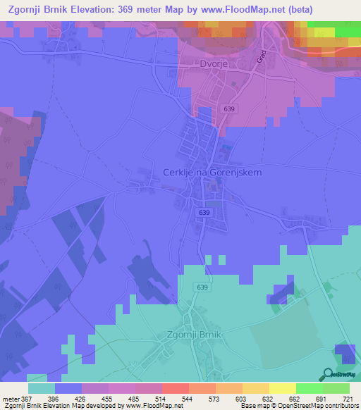 Zgornji Brnik,Slovenia Elevation Map