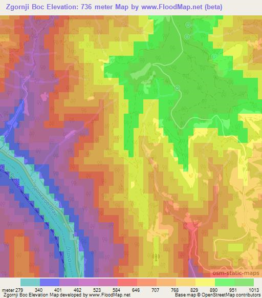 Zgornji Boc,Slovenia Elevation Map