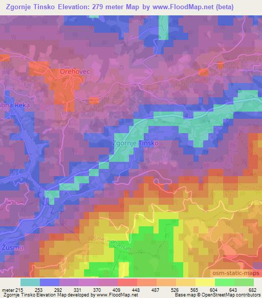 Zgornje Tinsko,Slovenia Elevation Map