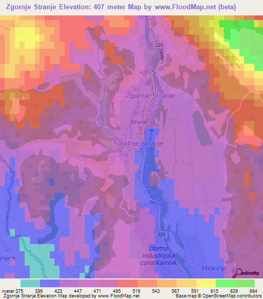 Zgornje Stranje,Slovenia Elevation Map