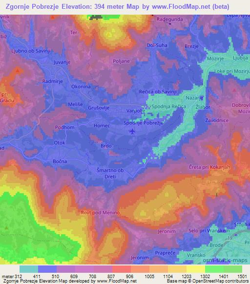 Zgornje Pobrezje,Slovenia Elevation Map