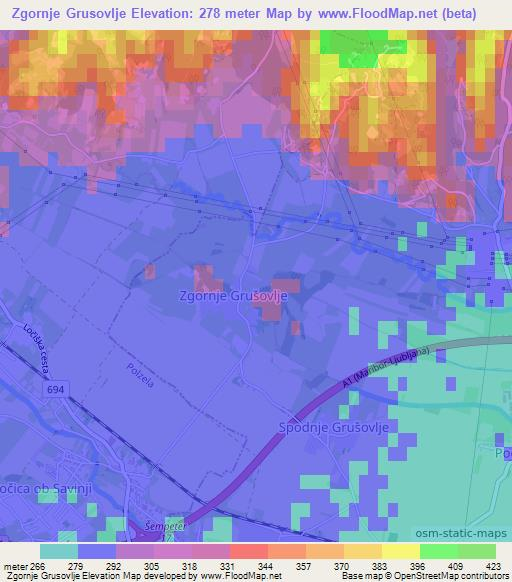 Zgornje Grusovlje,Slovenia Elevation Map