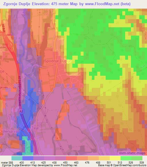 Zgornje Duplje,Slovenia Elevation Map