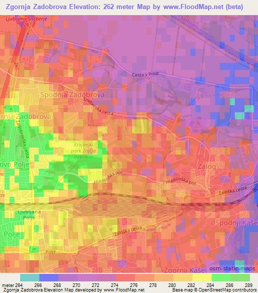 Zgornja Zadobrova,Slovenia Elevation Map