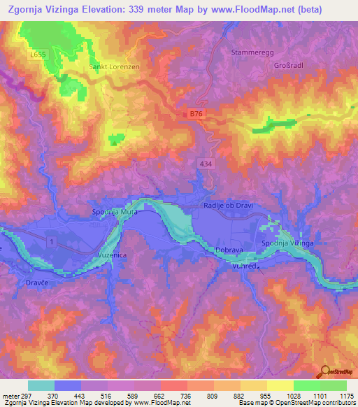 Zgornja Vizinga,Slovenia Elevation Map