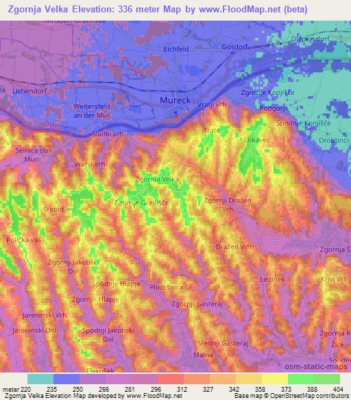 Zgornja Velka,Slovenia Elevation Map