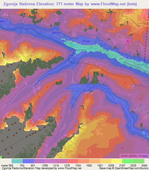 Zgornja Radovna,Slovenia Elevation Map