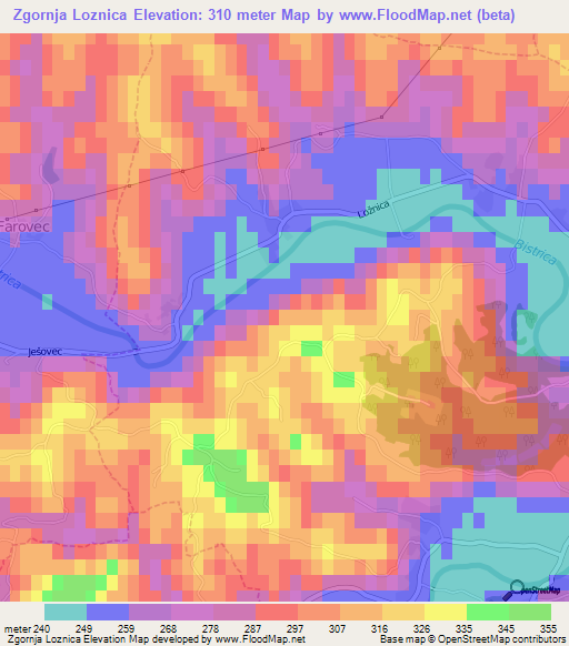 Zgornja Loznica,Slovenia Elevation Map