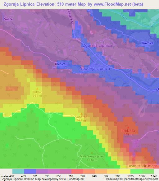 Zgornja Lipnica,Slovenia Elevation Map