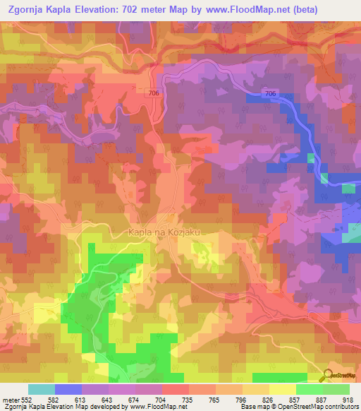 Zgornja Kapla,Slovenia Elevation Map