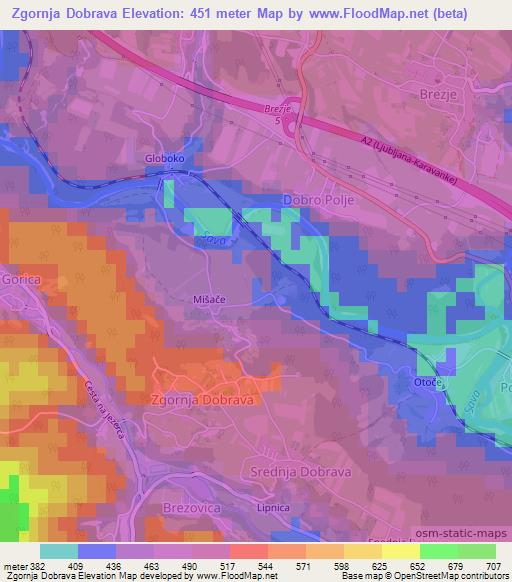 Zgornja Dobrava,Slovenia Elevation Map