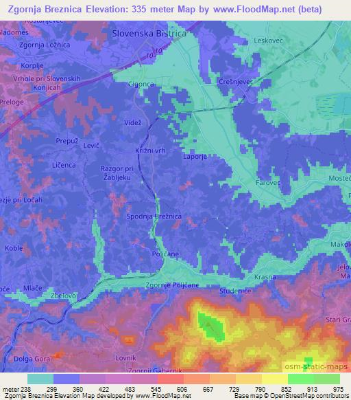 Zgornja Breznica,Slovenia Elevation Map