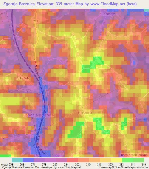 Zgornja Breznica,Slovenia Elevation Map