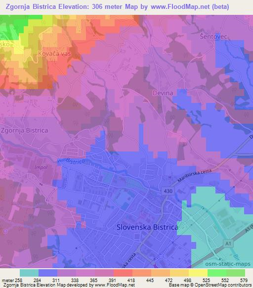 Zgornja Bistrica,Slovenia Elevation Map