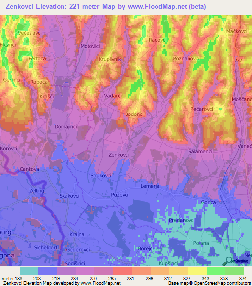 Zenkovci,Slovenia Elevation Map