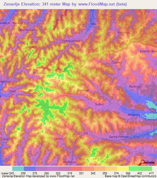 Zenavlje,Slovenia Elevation Map