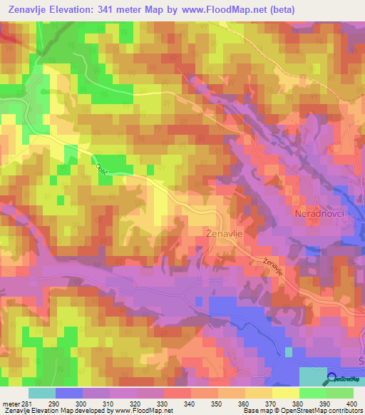 Zenavlje,Slovenia Elevation Map