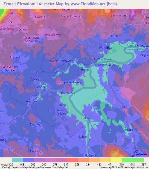 Zemelj,Slovenia Elevation Map