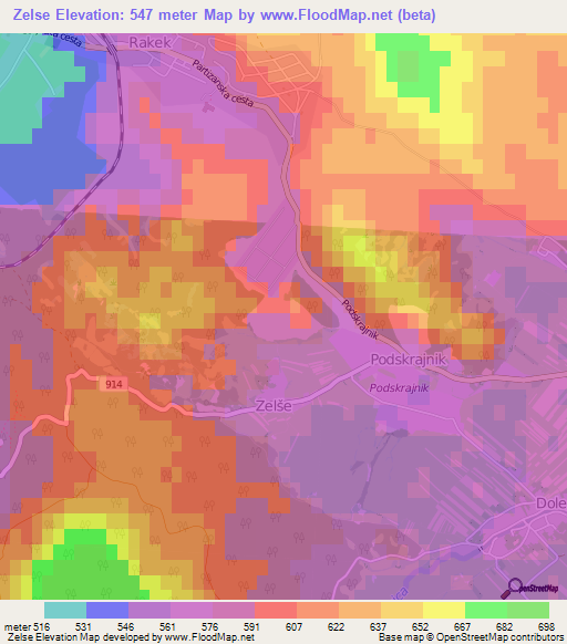 Zelse,Slovenia Elevation Map