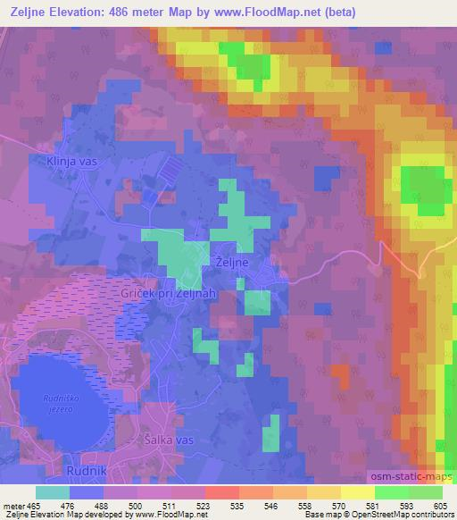 Zeljne,Slovenia Elevation Map