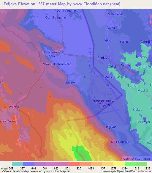 Zeljava,Croatia Elevation Map