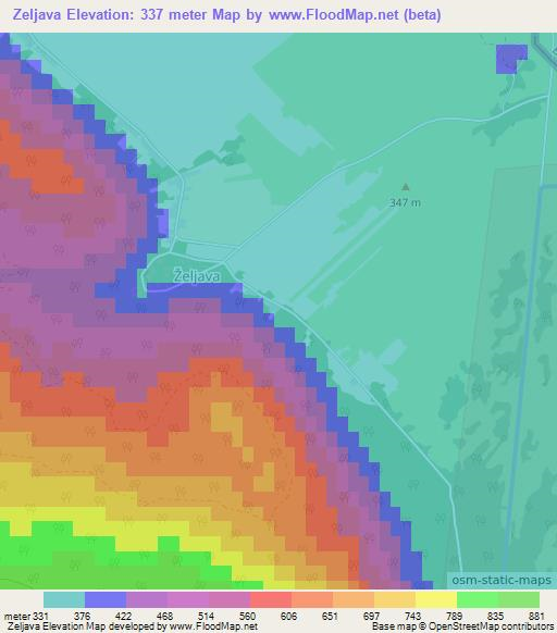 Zeljava,Croatia Elevation Map