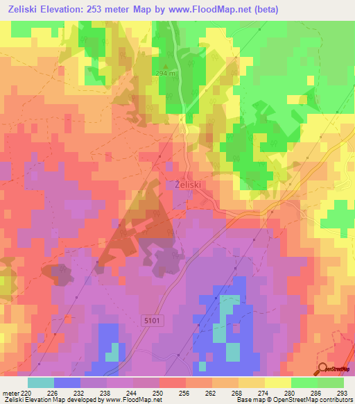 Zeliski,Croatia Elevation Map