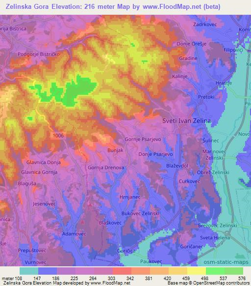 Zelinska Gora,Croatia Elevation Map