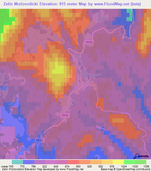 Zelin Mrzlovodicki,Croatia Elevation Map