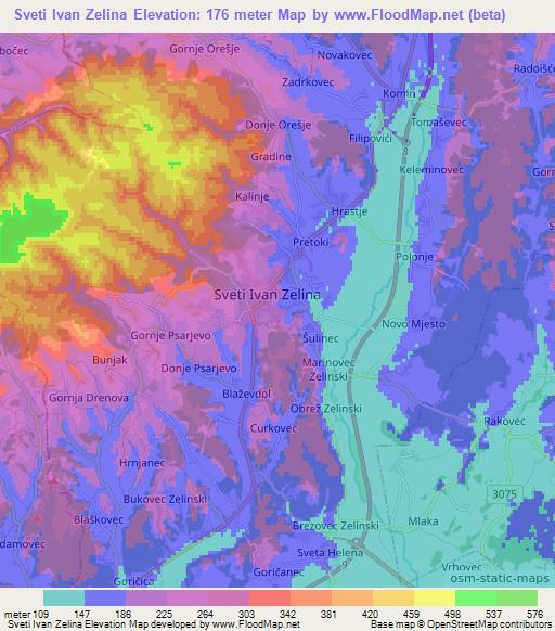 Sveti Ivan Zelina,Croatia Elevation Map