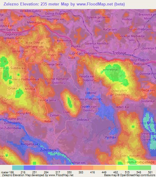 Zelezno,Slovenia Elevation Map