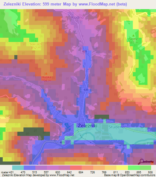 Zelezniki,Slovenia Elevation Map