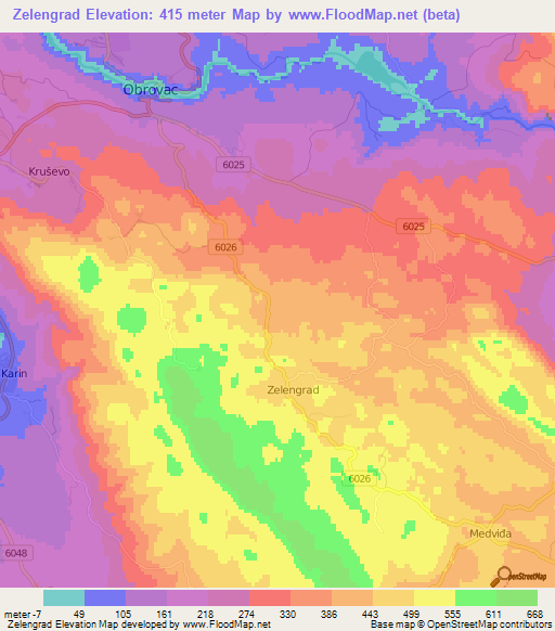 Zelengrad,Croatia Elevation Map