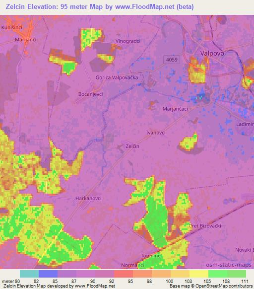 Zelcin,Croatia Elevation Map
